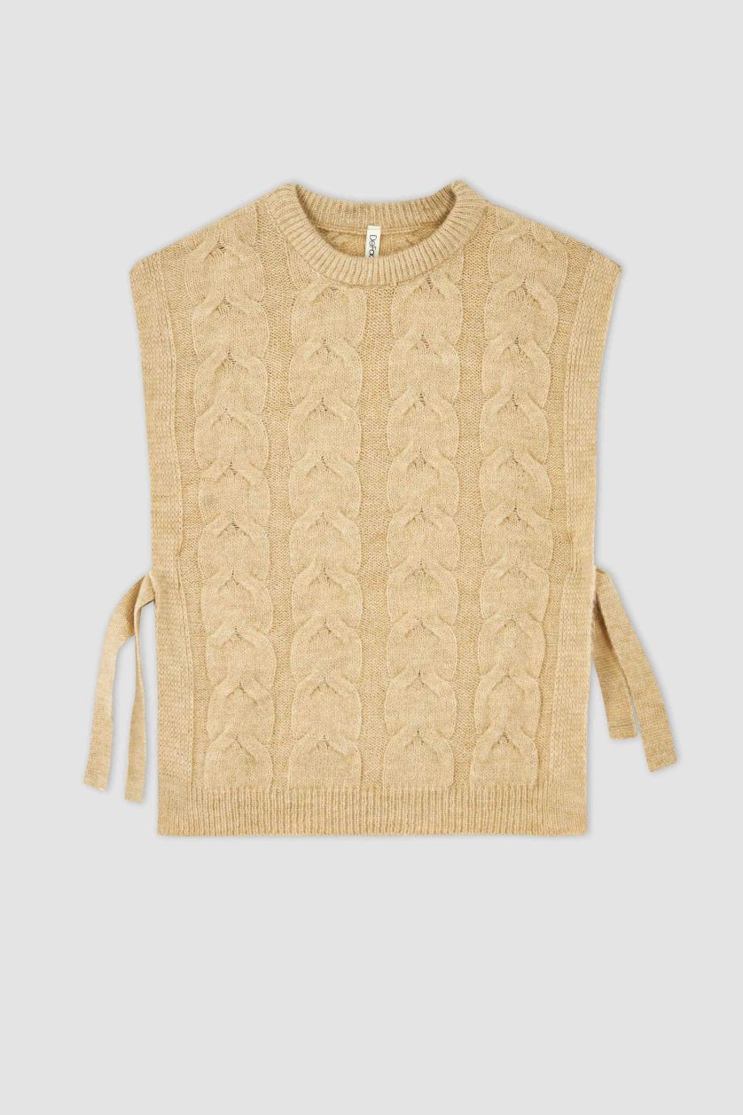 GIRLS & TEENS Beige Melange Girl Regular Fit Sweater