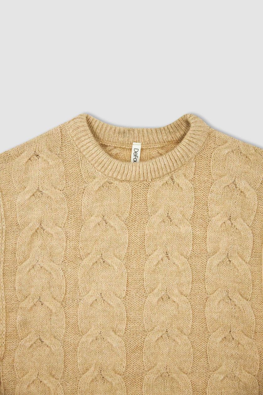 GIRLS & TEENS Beige Melange Girl Regular Fit Sweater