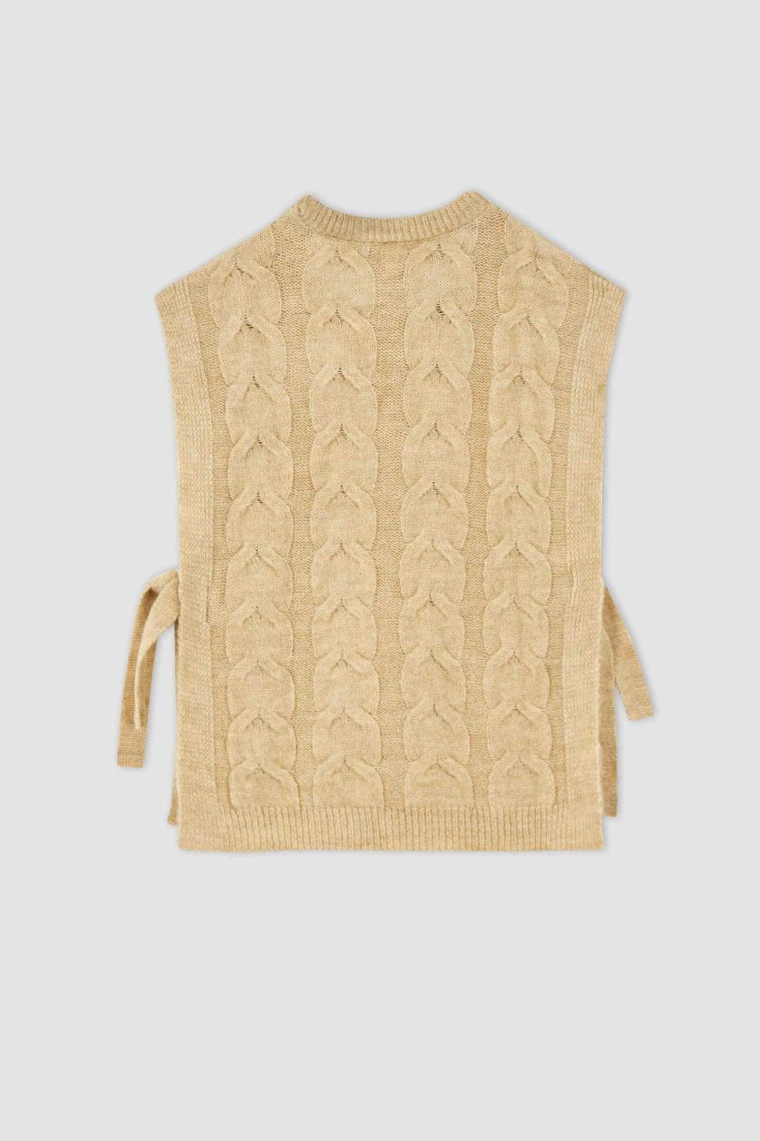 GIRLS & TEENS Beige Melange Girl Regular Fit Sweater