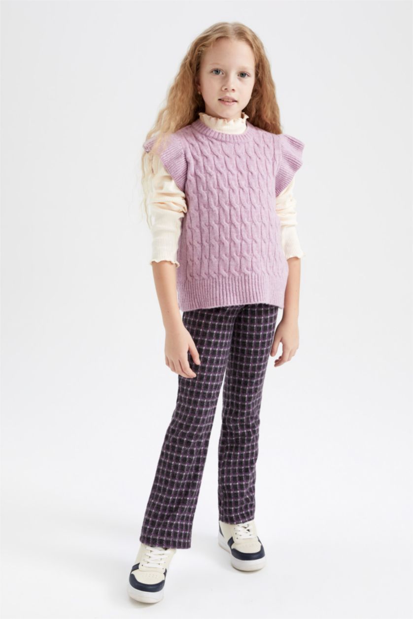 Дівчачий Рожевий Світер стандартного крою з круглим вирізом трикотажний для дівчаток