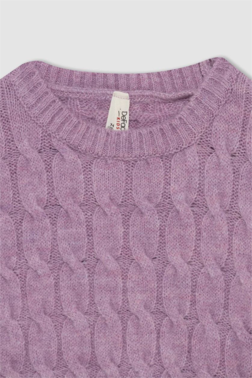 Дівчачий Рожевий Світер стандартного крою з круглим вирізом трикотажний для дівчаток
