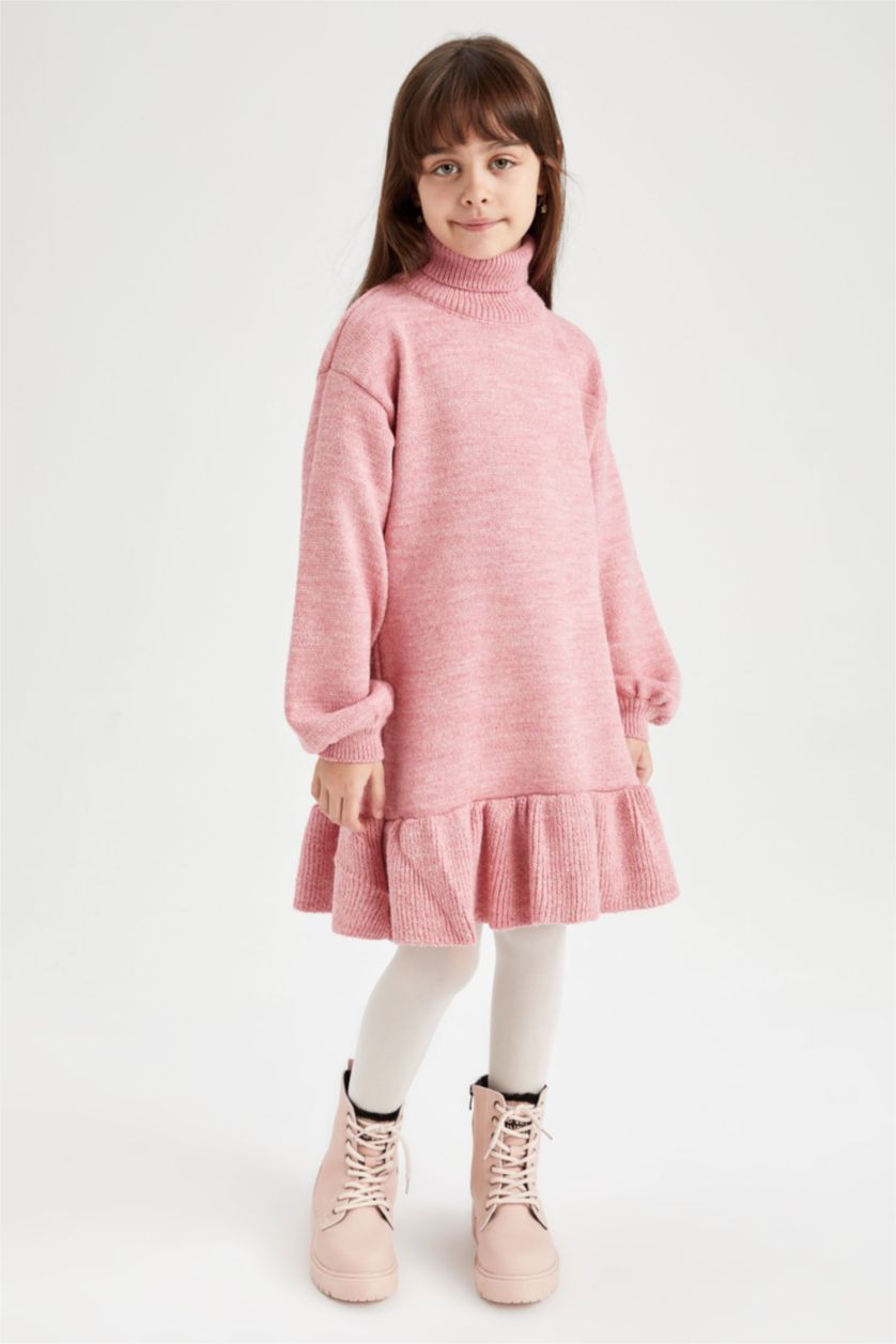 FILLES Bordeaux Clair Fille Tricot Robe À Manches Longues