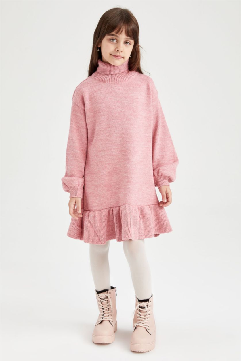 FILLES Bordeaux Clair Fille Tricot Robe À Manches Longues