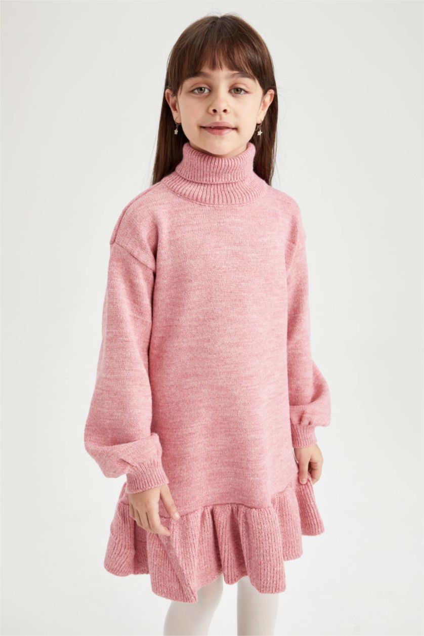 FILLES Bordeaux Clair Fille Tricot Robe À Manches Longues