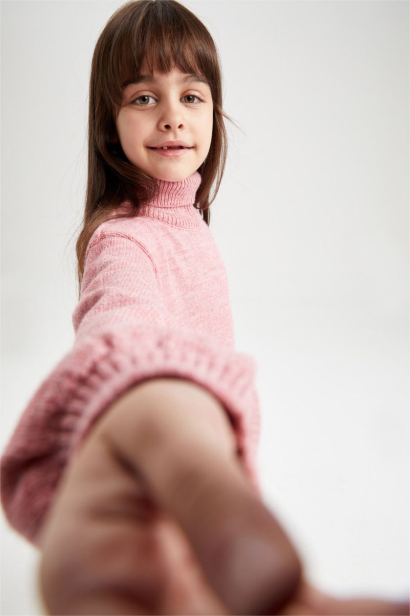 FILLES Bordeaux Clair Fille Tricot Robe À Manches Longues