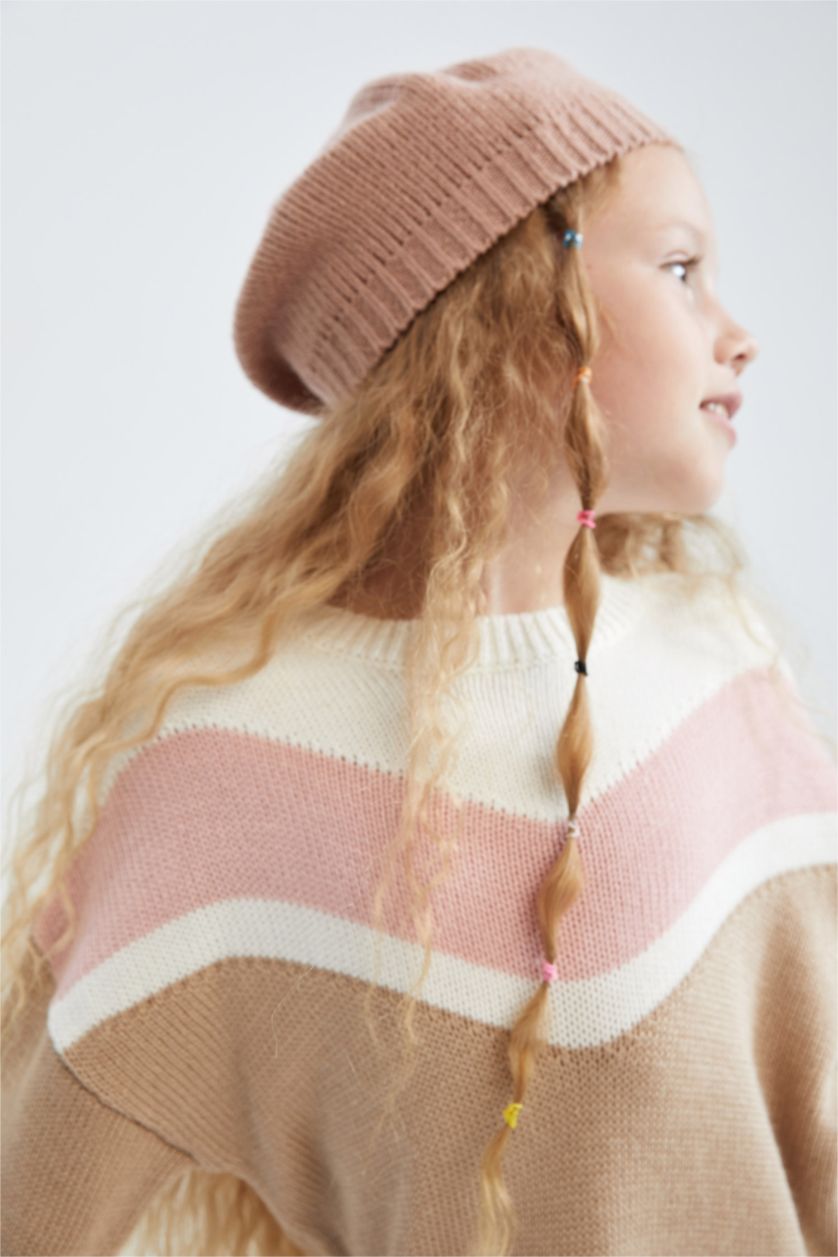 GIRLS & TEENS Beige Melange Girl Long Sleeve Knitwear Dress