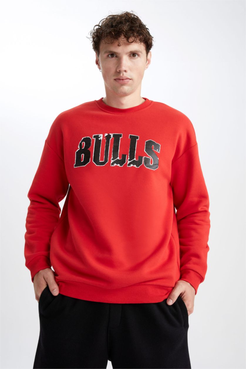 MAN Red Comfort Fit Thick Sweatshirt Fabric Sweatshirt