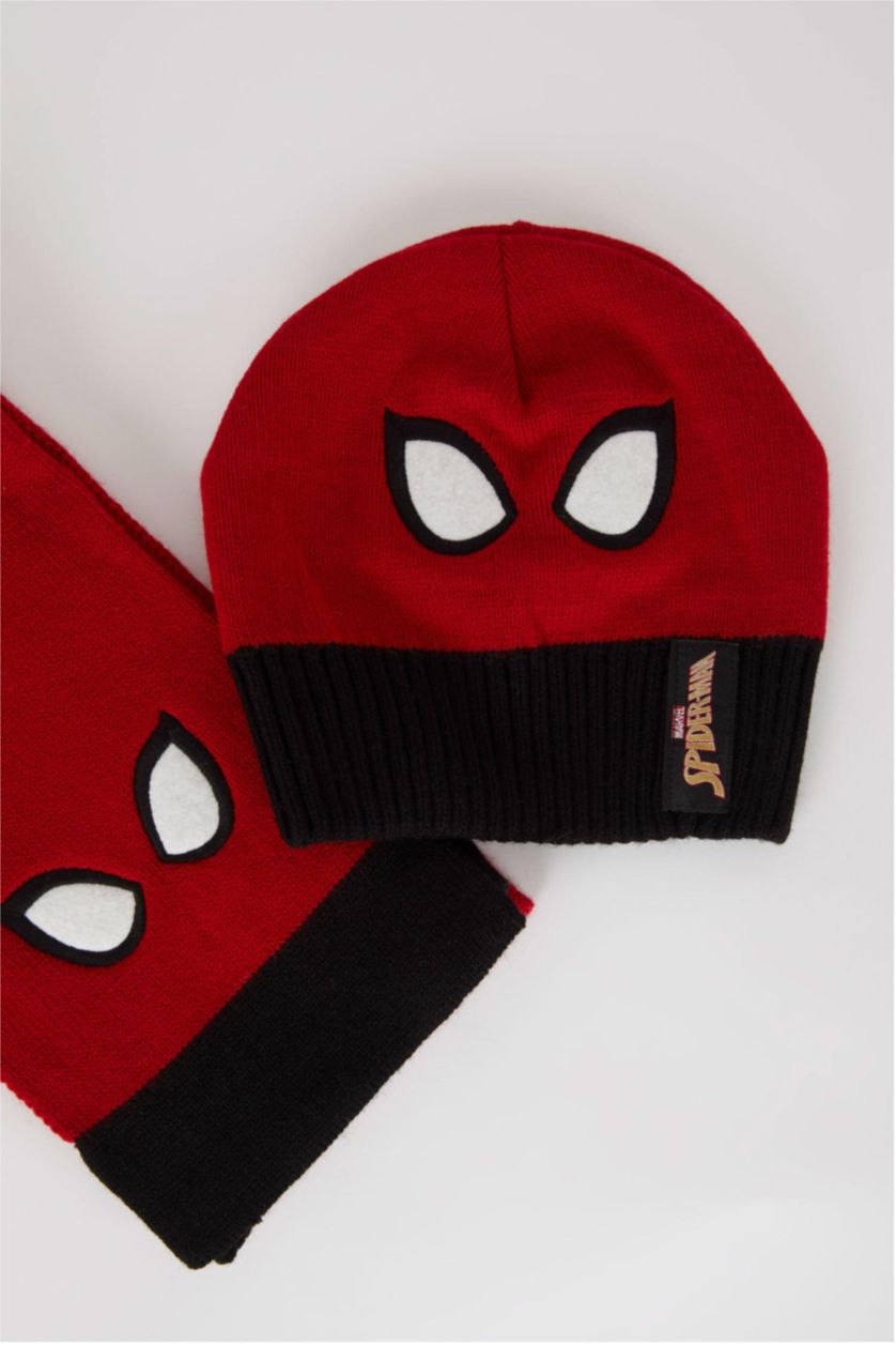 أولاد أحمر طقم وشاح و قبعة قطعتين من Spiderman