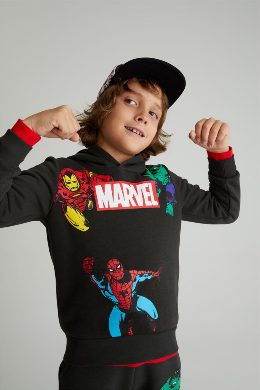 BOYS & TEENS Anthracite Regular Fit Licensed by Marvel Hooded Sweatshirt