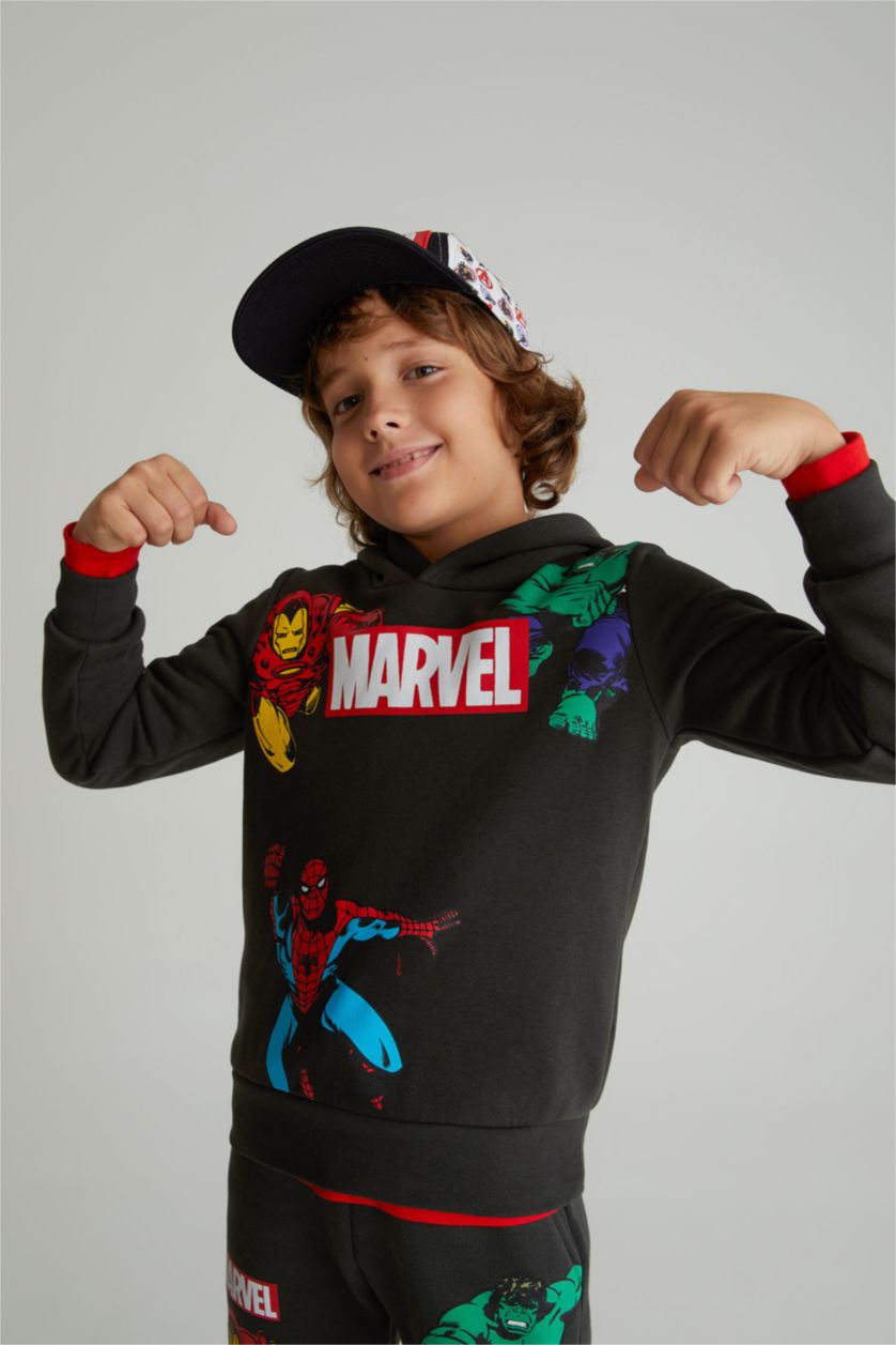 BOYS & TEENS Anthracite Regular Fit Licensed by Marvel Hooded Sweatshirt