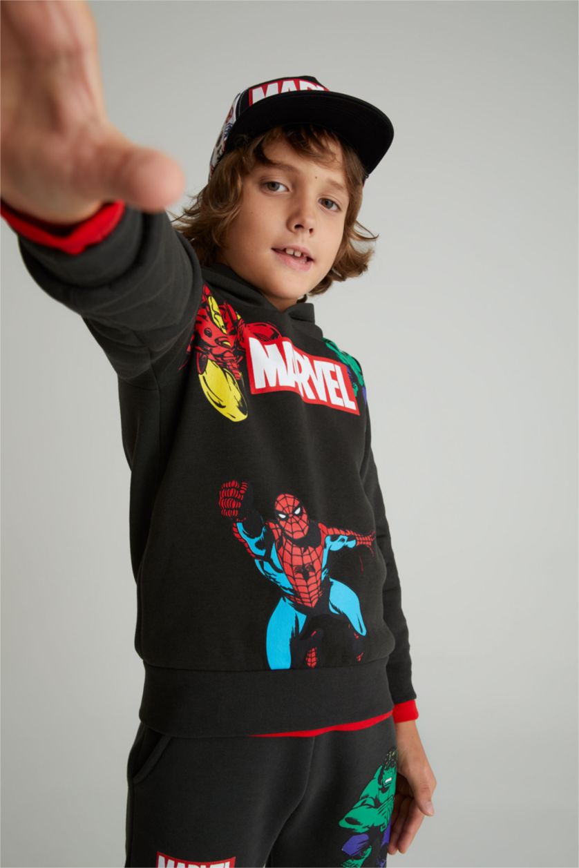 BOYS & TEENS Anthracite Regular Fit Licensed by Marvel Hooded Sweatshirt