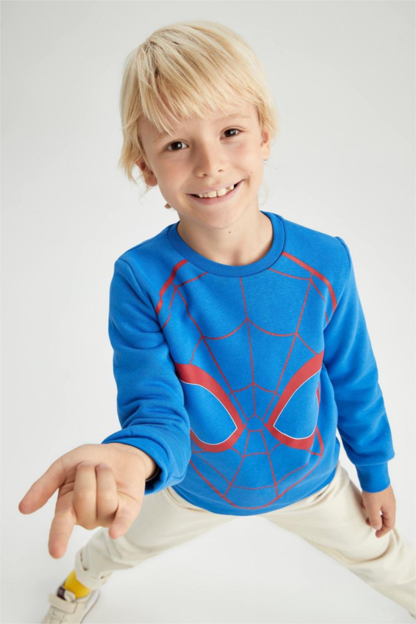 BOYS & TEENS Royal Boys Regular Fit Thick Sweatshirt Fabric Spiderman Licensed Crew Neck Sweatshirt