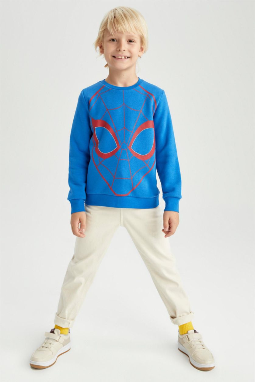 BOYS & TEENS Royal Boys Regular Fit Thick Sweatshirt Fabric Spiderman Licensed Crew Neck Sweatshirt