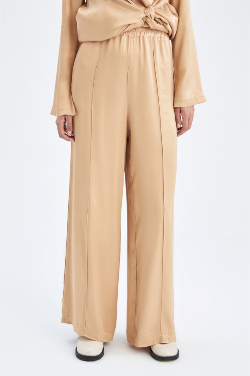 نساء جملي Touché Privé x DeFacto بنطلون ستان واسع الساق من