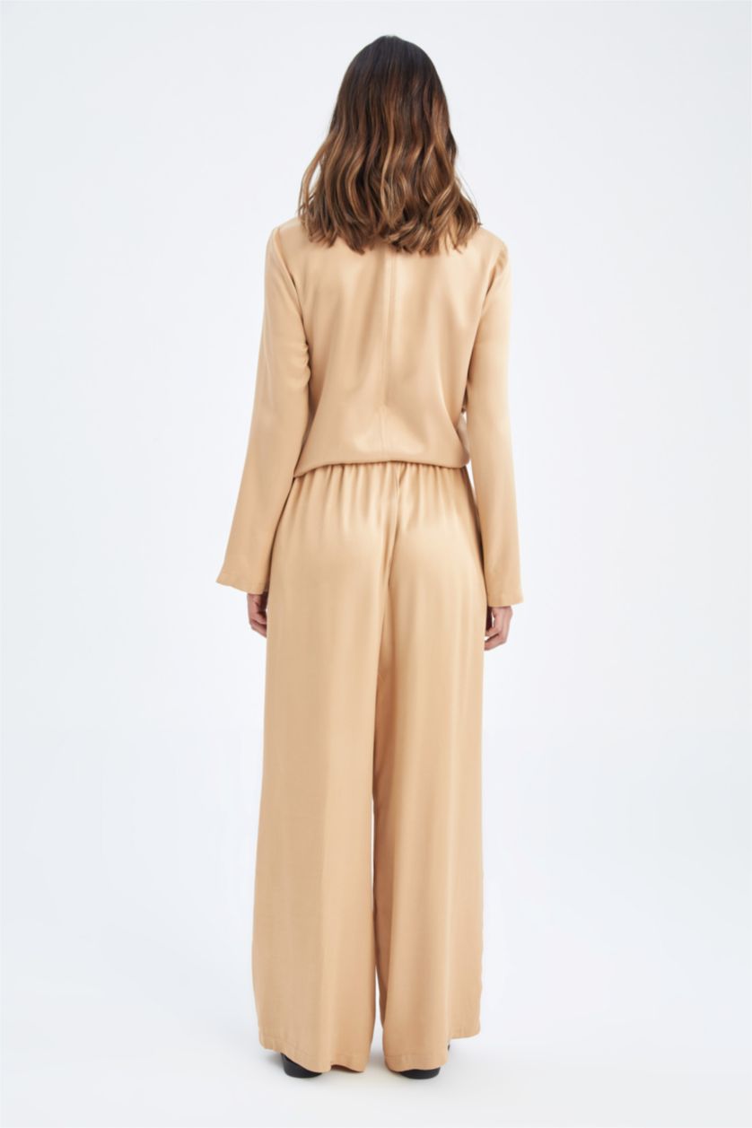 نساء جملي Touché Privé x DeFacto بنطلون ستان واسع الساق من