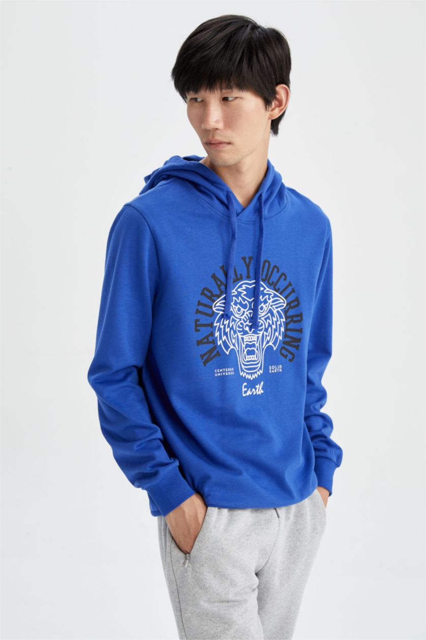 HOMME Bleu Slim Fit Thin Sweatshirt Fabric Sweatshirt