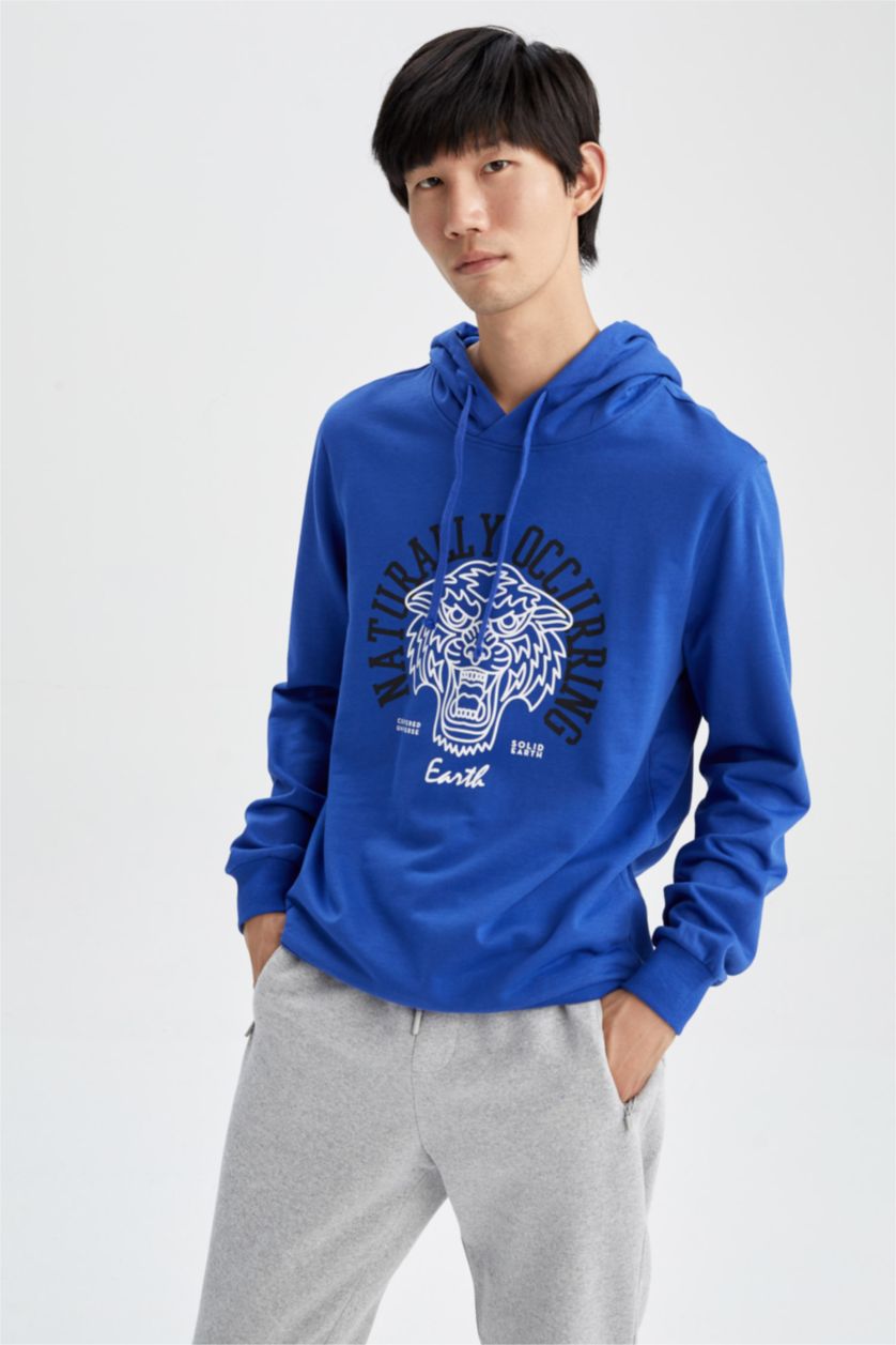 HOMME Bleu Slim Fit Thin Sweatshirt Fabric Sweatshirt