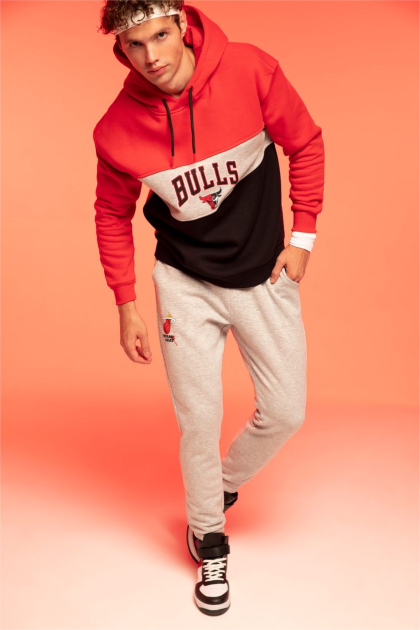 HOMME Gris Defacto Fit NBA Miami Heat sous licence Slim Fit Jogger