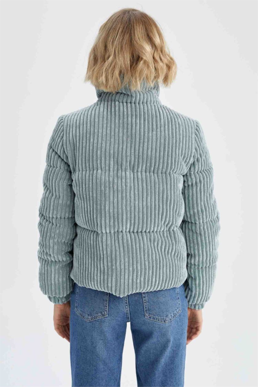 Kadın Mint Relax Fıt Fitilli Kadife Mont