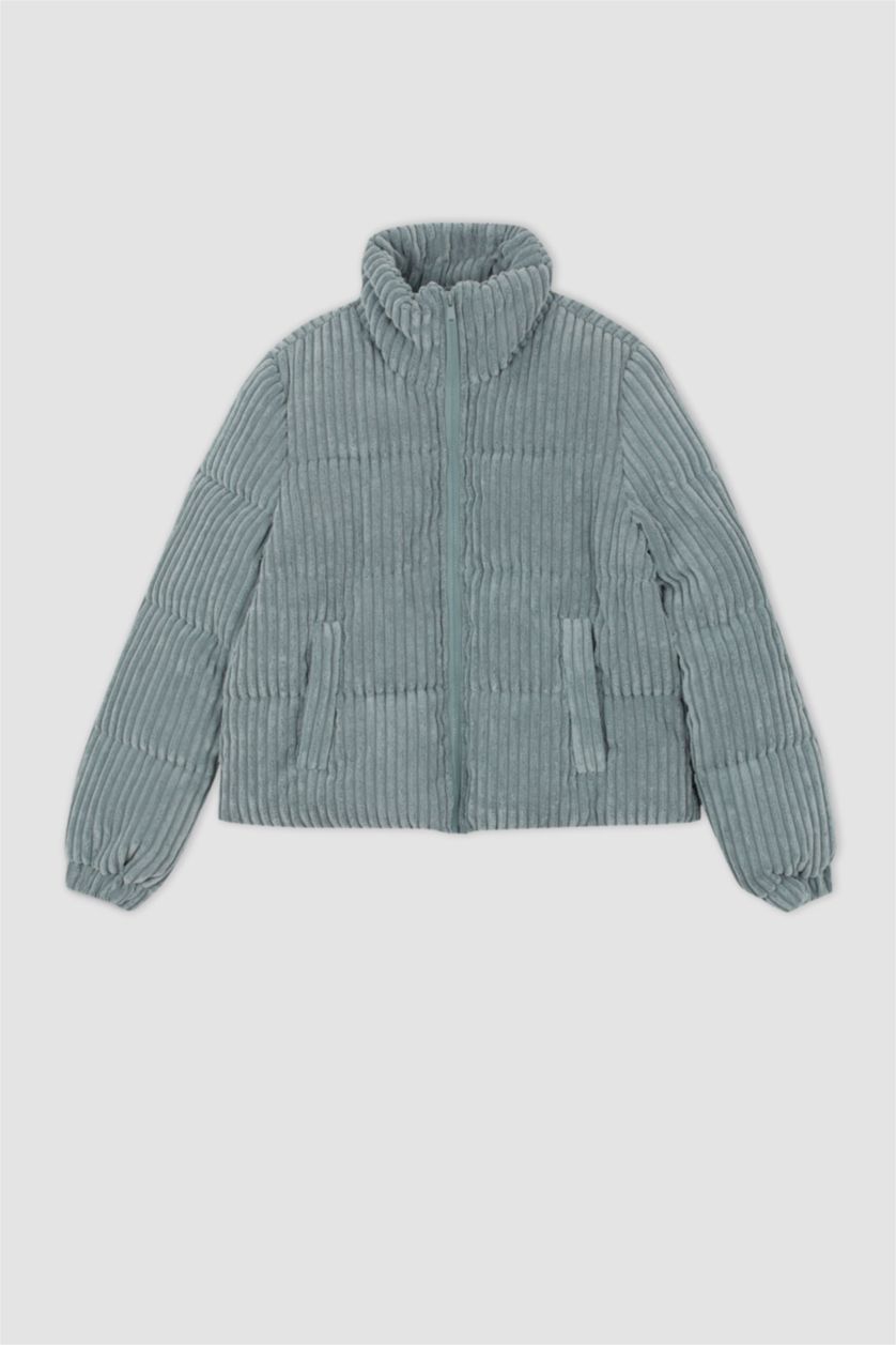 Kadın Mint Relax Fıt Fitilli Kadife Mont