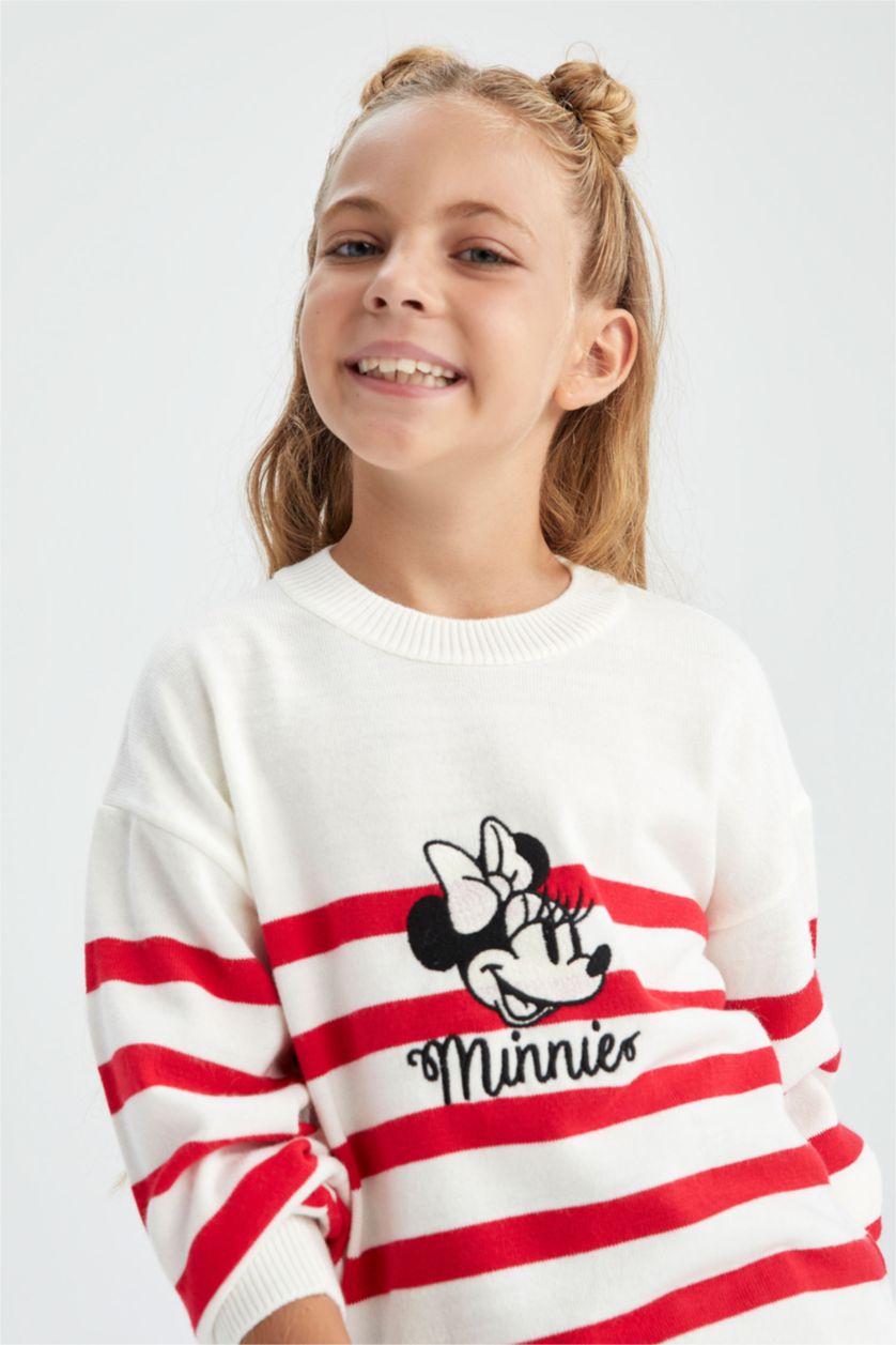 FILLES Beige Pull Tricot à Col rond Mickey & Minnie Coupe régulière pour Fille