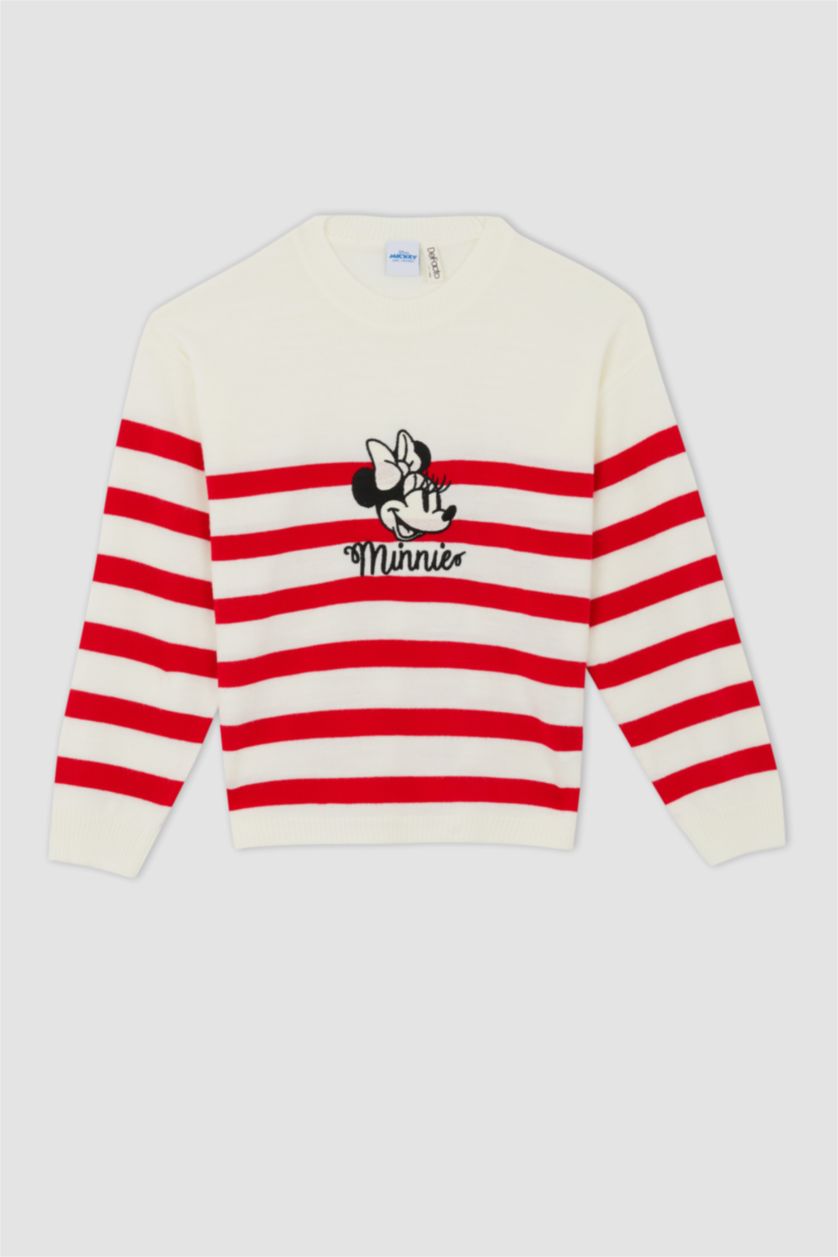 FILLES Beige Pull Tricot à Col rond Mickey & Minnie Coupe régulière pour Fille