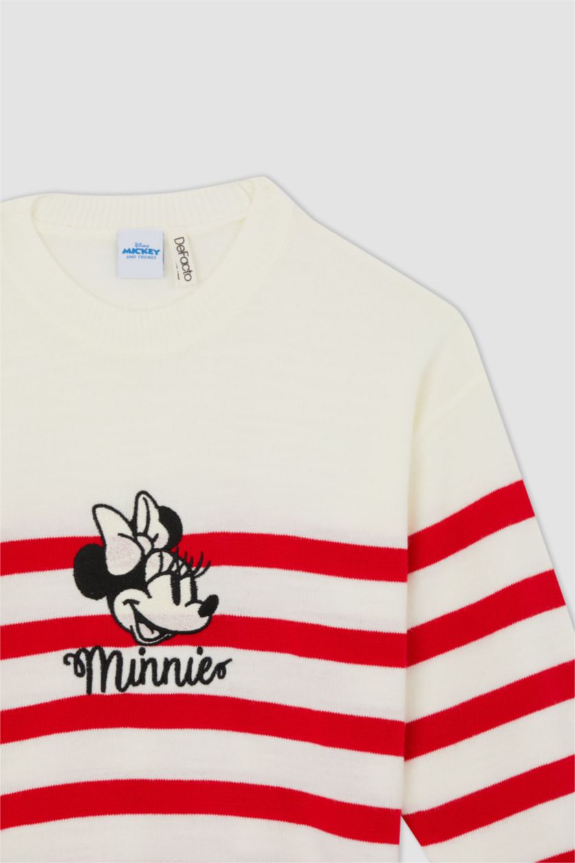 FILLES Beige Pull Tricot à Col rond Mickey & Minnie Coupe régulière pour Fille