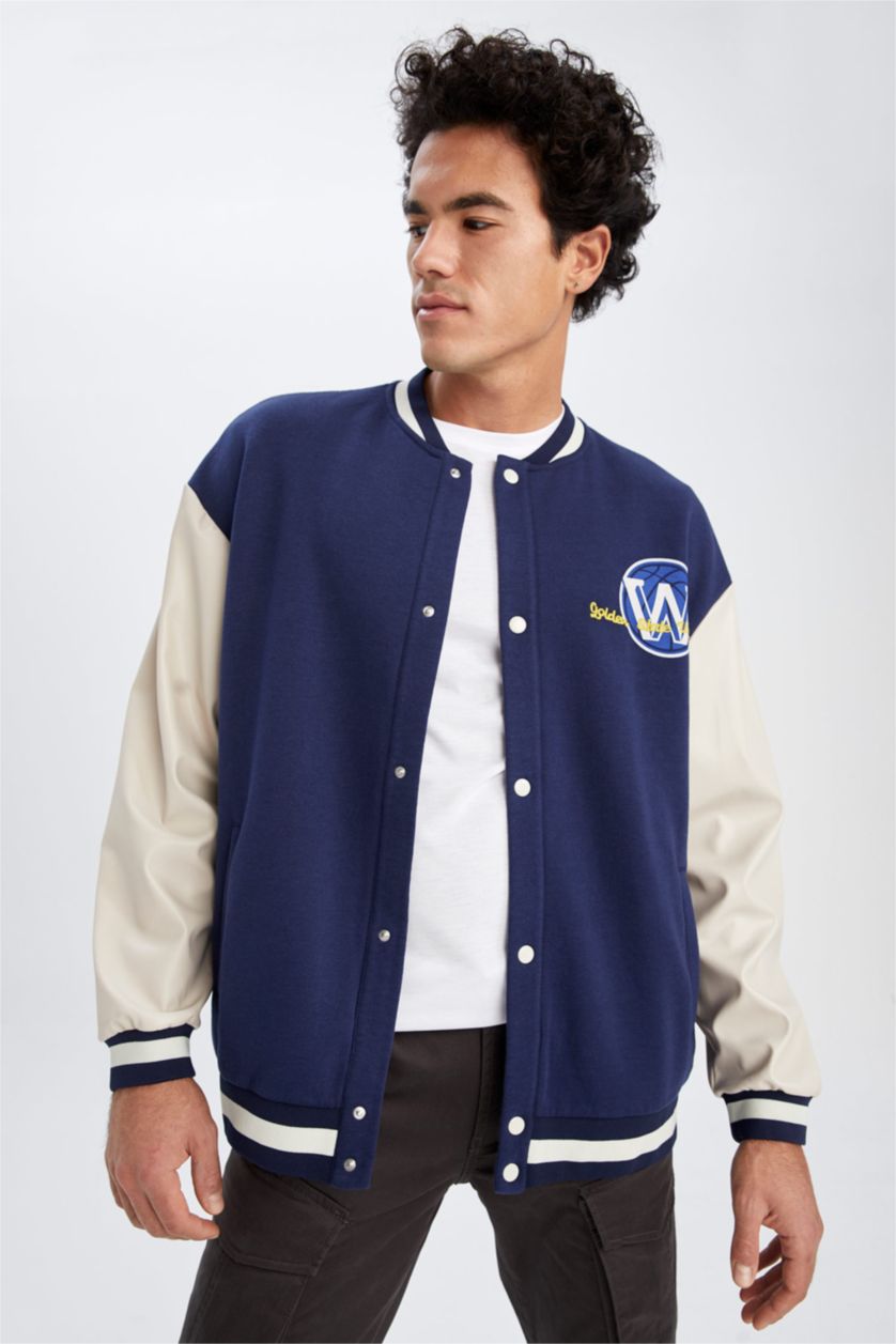 MAN NAVY Thick Sweatshirt Fabric Cardigan