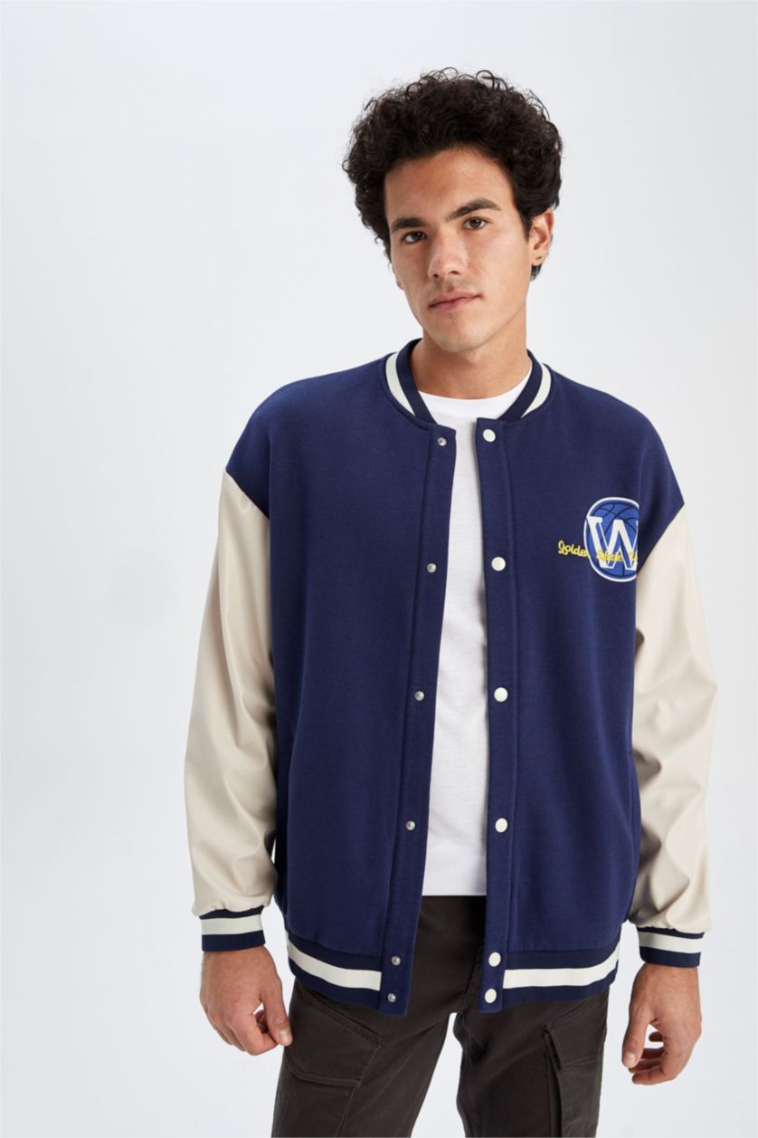 MAN NAVY Thick Sweatshirt Fabric Cardigan