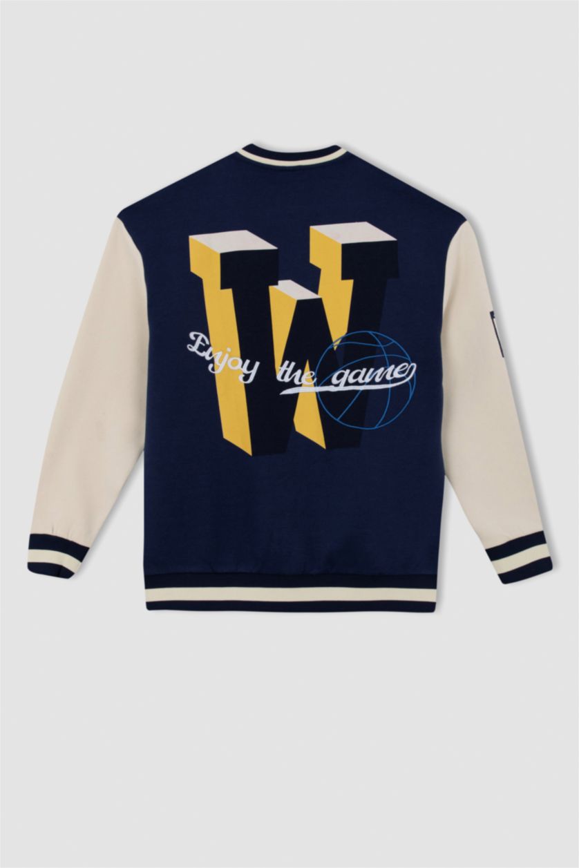 MAN NAVY Thick Sweatshirt Fabric Cardigan