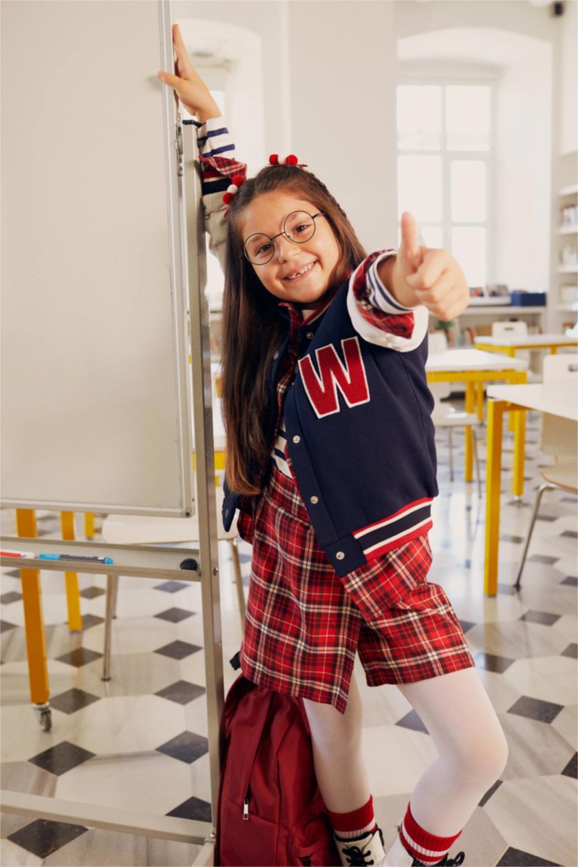 Kız Çocuk - Genç Kız Lacivert Kız Çocuk Bomber Kolej Yaka Bomber Hırka