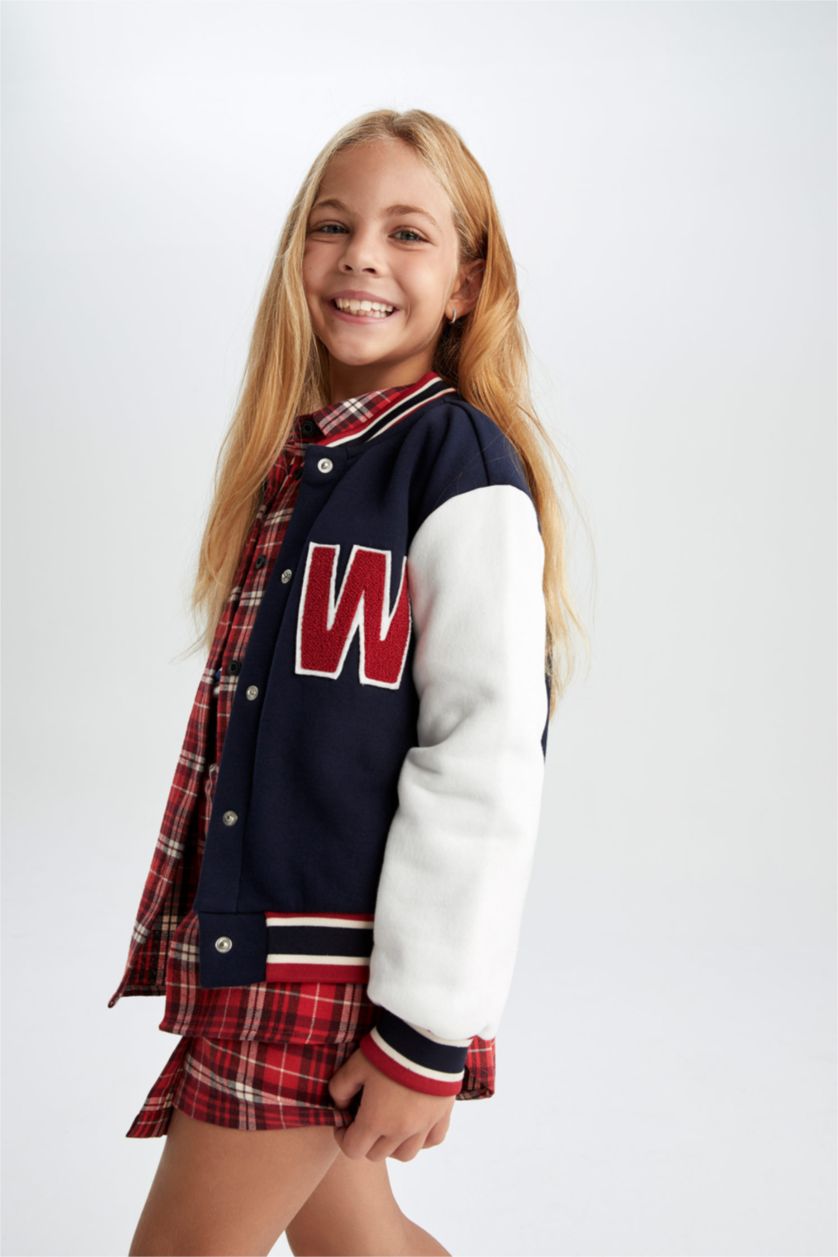 Kız Çocuk - Genç Kız Lacivert Kız Çocuk Bomber Kolej Yaka Bomber Hırka