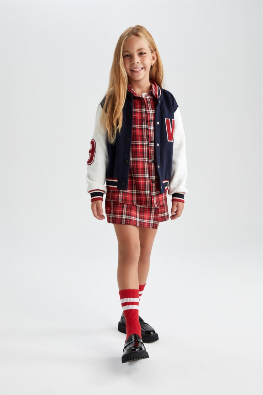 Kız Çocuk - Genç Kız Lacivert Kız Çocuk Bomber Kolej Yaka Bomber Hırka