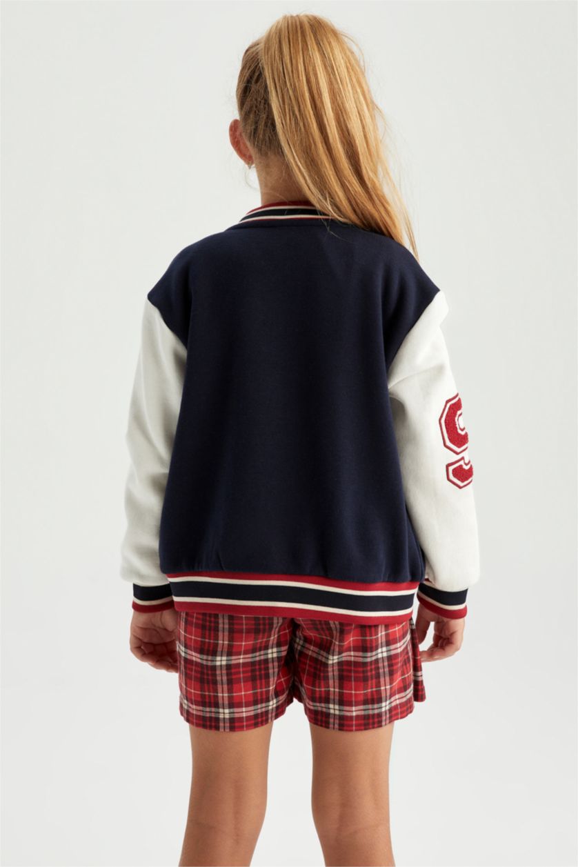 Kız Çocuk - Genç Kız Lacivert Kız Çocuk Bomber Kolej Yaka Bomber Hırka