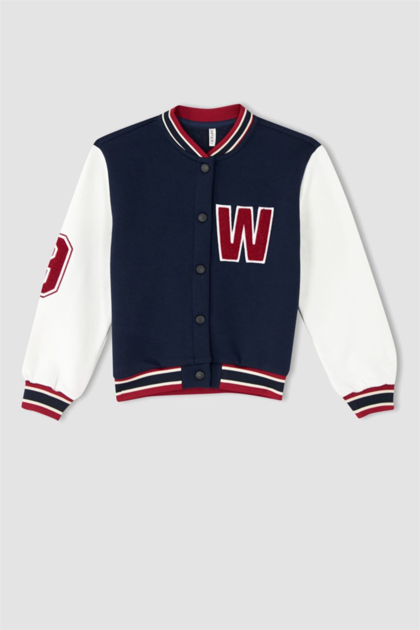 Kız Çocuk - Genç Kız Lacivert Kız Çocuk Bomber Kolej Yaka Bomber Hırka