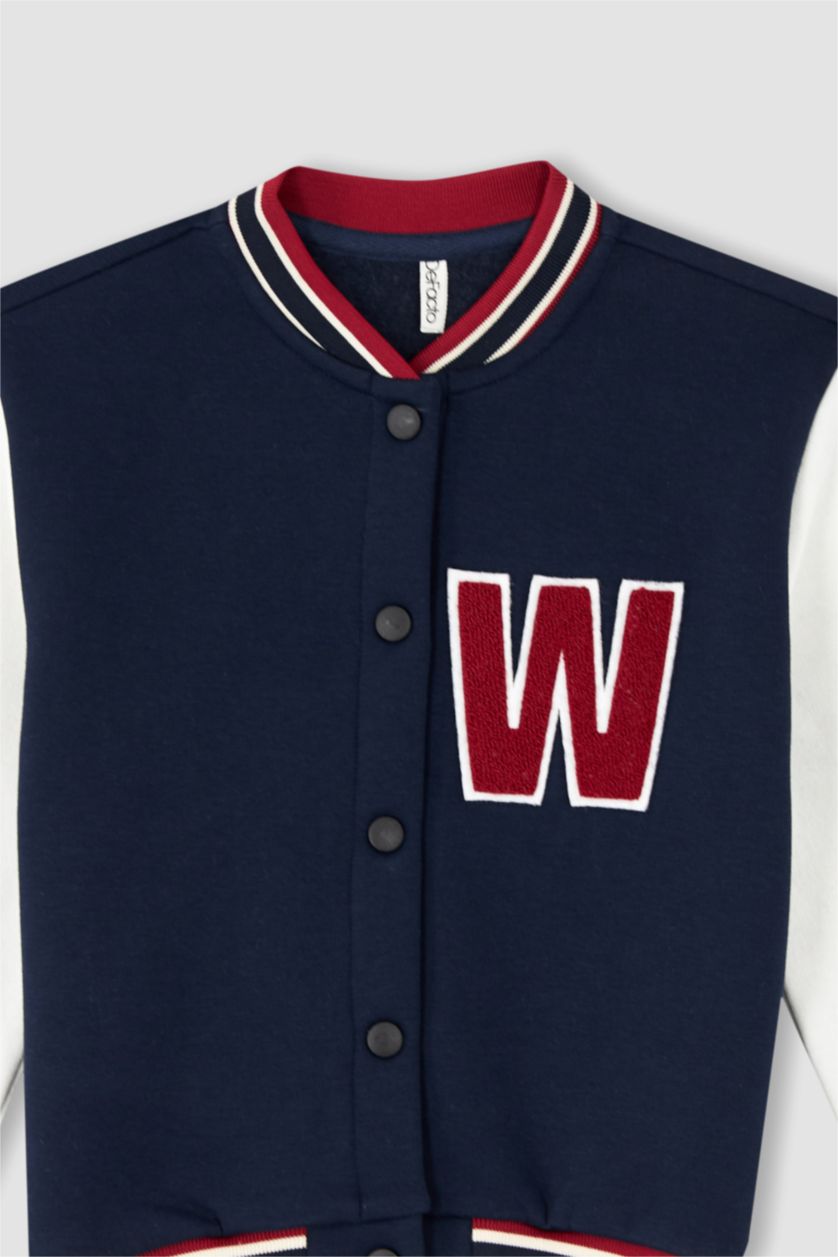 Kız Çocuk - Genç Kız Lacivert Kız Çocuk Bomber Kolej Yaka Bomber Hırka