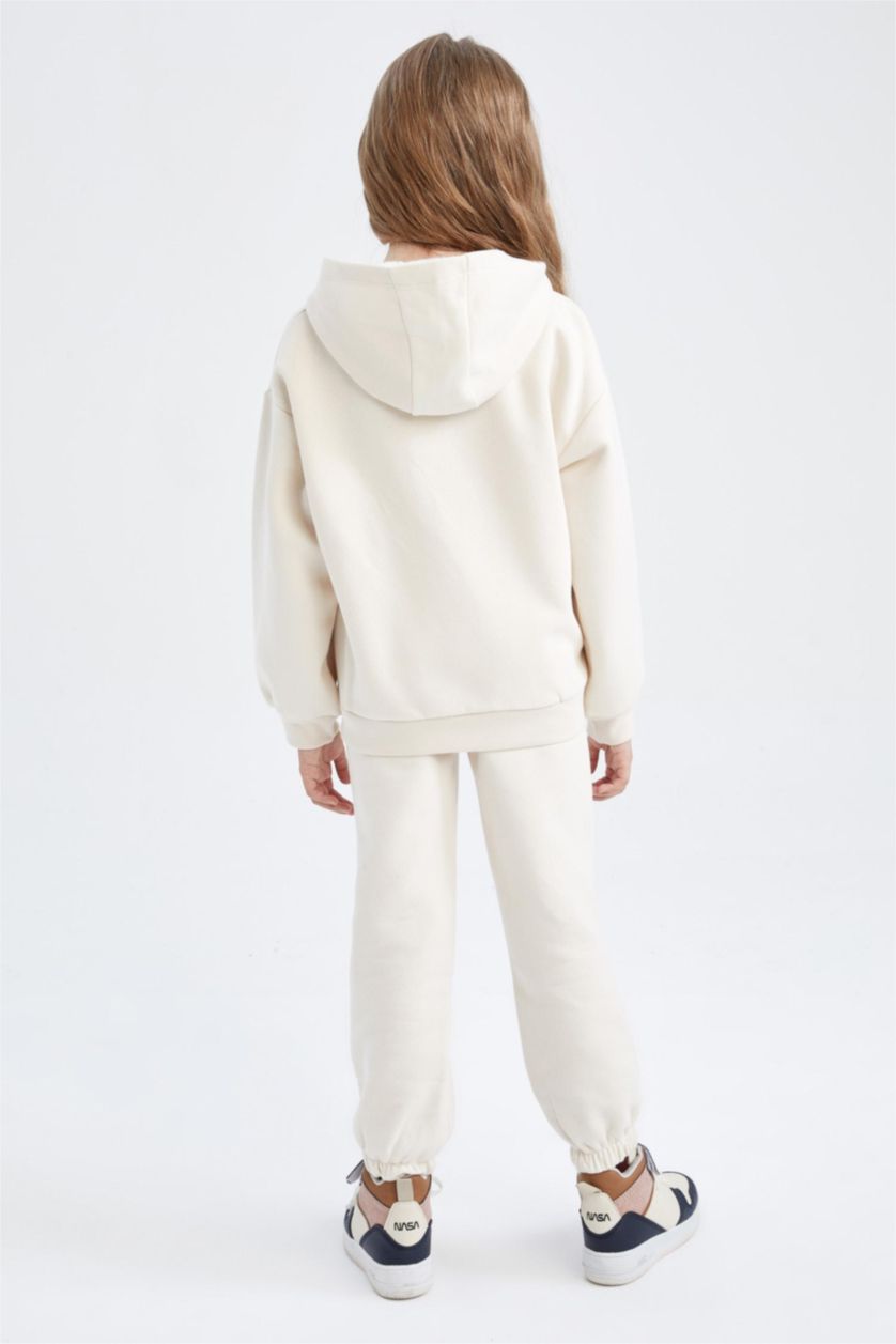 Девочки и подростки Бежевый Комплект низ и свитшот с капюшоном для девочек, Школьная коллекция