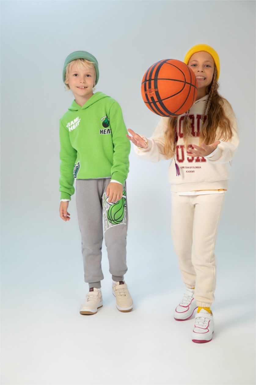 Девочки и подростки Бежевый Комплект низ и свитшот с капюшоном для девочек, Школьная коллекция