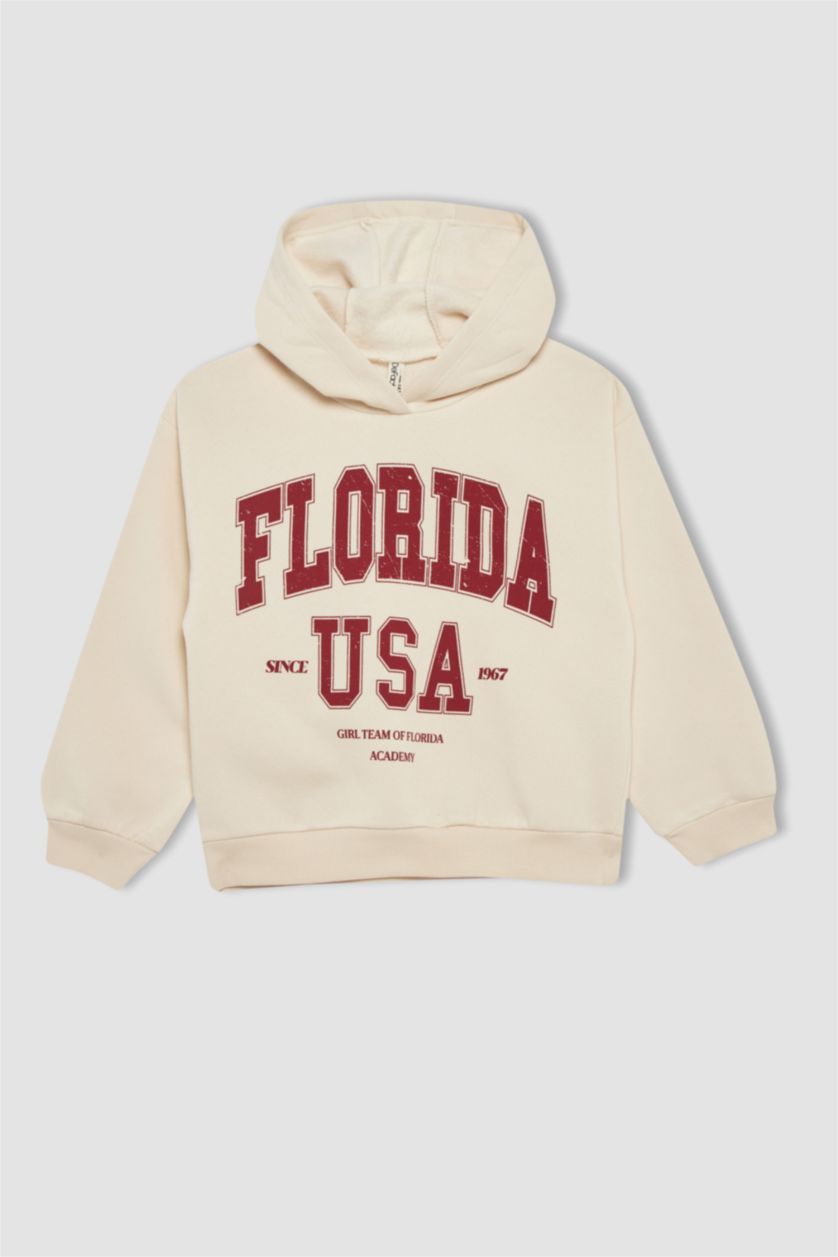 Девочки и подростки Бежевый Комплект низ и свитшот с капюшоном для девочек, Школьная коллекция