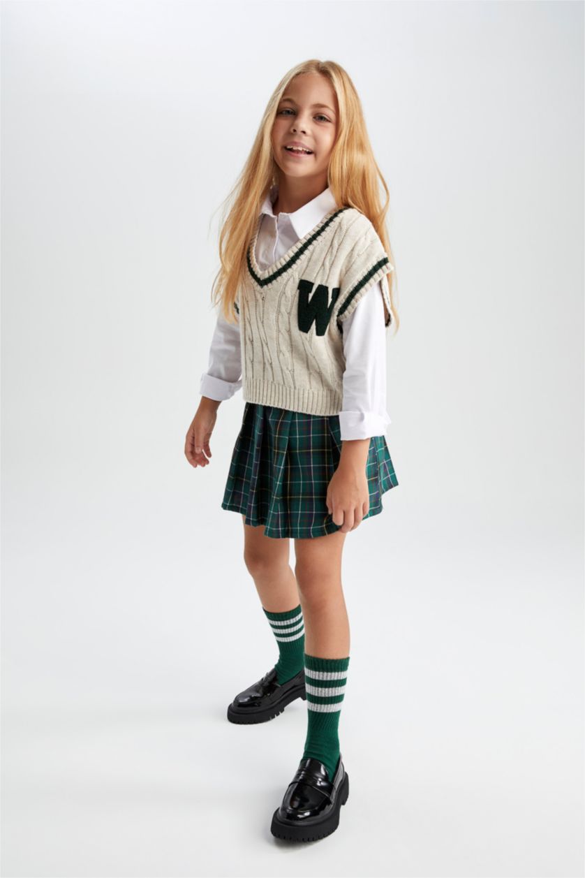 GIRLS & TEENS Petrol Girl Checked Flannel Skirt Socks Set