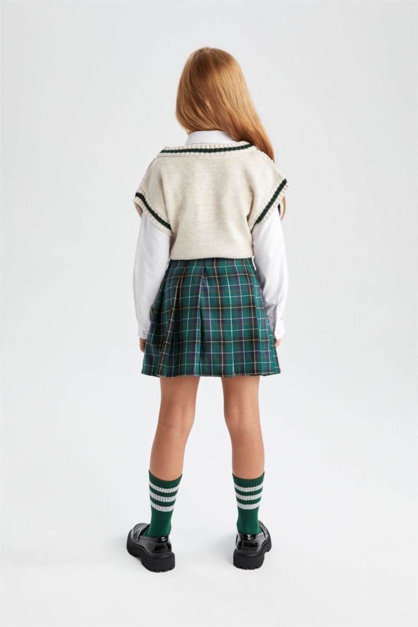 GIRLS & TEENS Petrol Girl Checked Flannel Skirt Socks Set