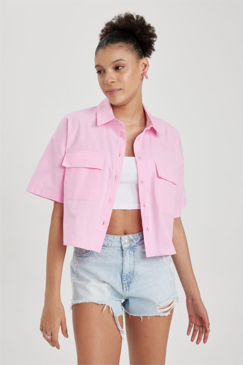 FEMME Rose Clair Chemises à manches courtes Popeline Col De Chemise