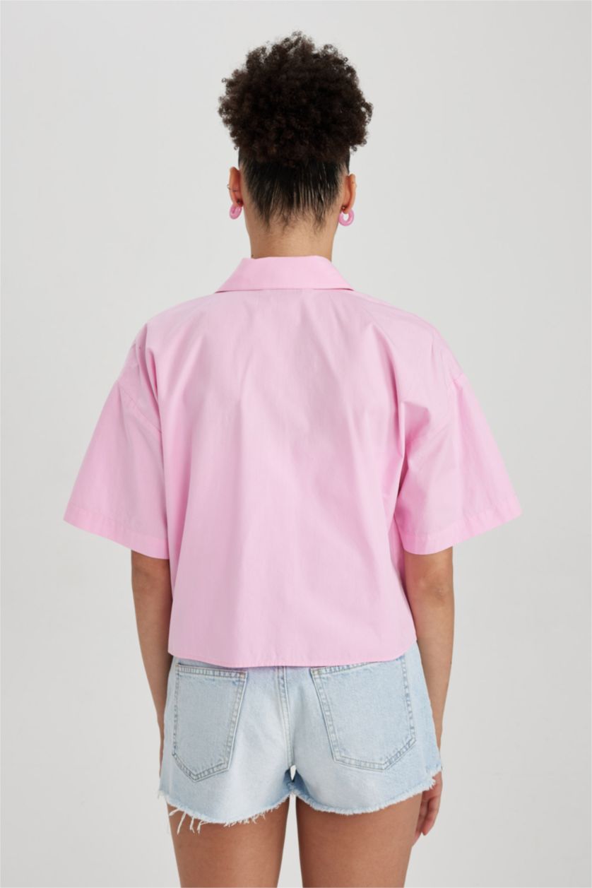 FEMME Rose Clair Chemises à manches courtes Popeline Col De Chemise