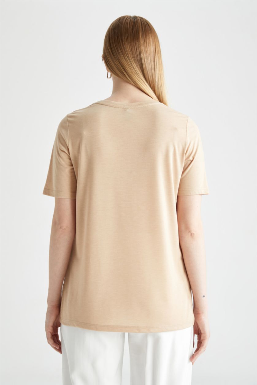 WOMAN Vison Relax Fit Short Sleeve Butterfly Print T-Shirt