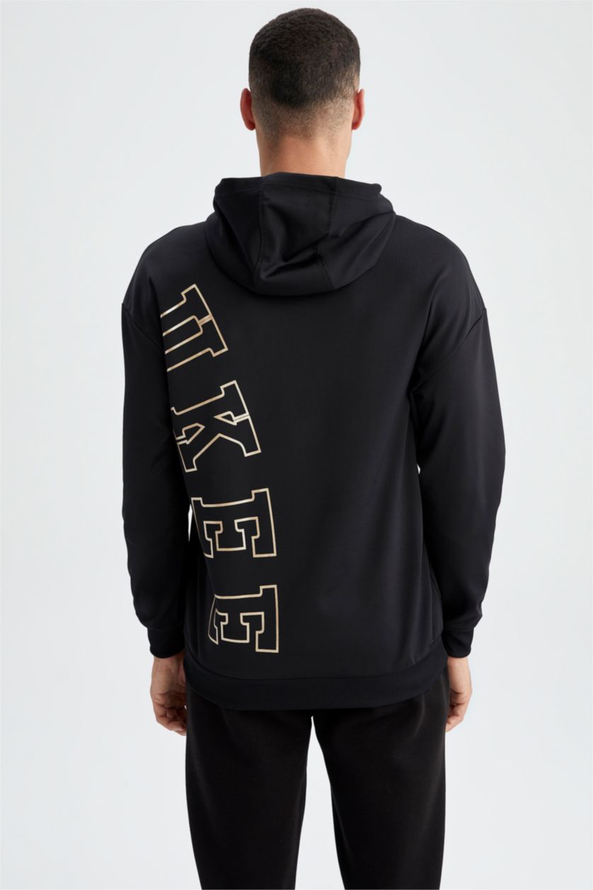 Erkek Siyah Comfort Fıt Skuba Dalgıç Kumaş Sweatshirt