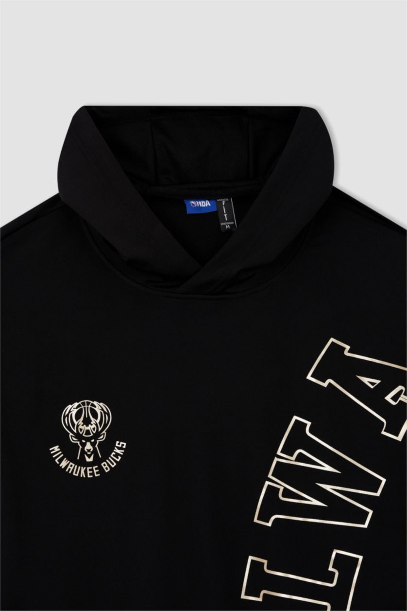 Erkek Siyah Comfort Fıt Skuba Dalgıç Kumaş Sweatshirt