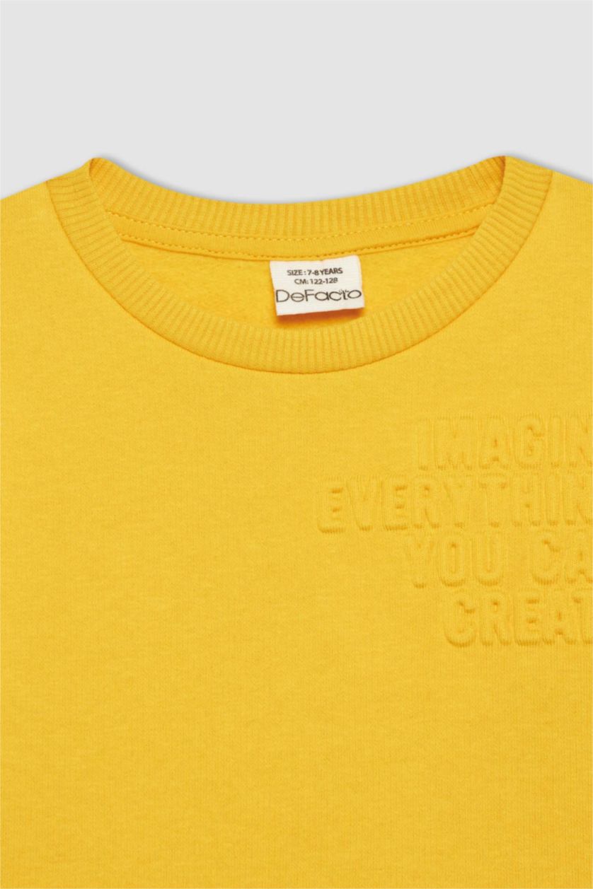 Boys & Teens Yellow Regular Fit Crew Neck Sweatshirt