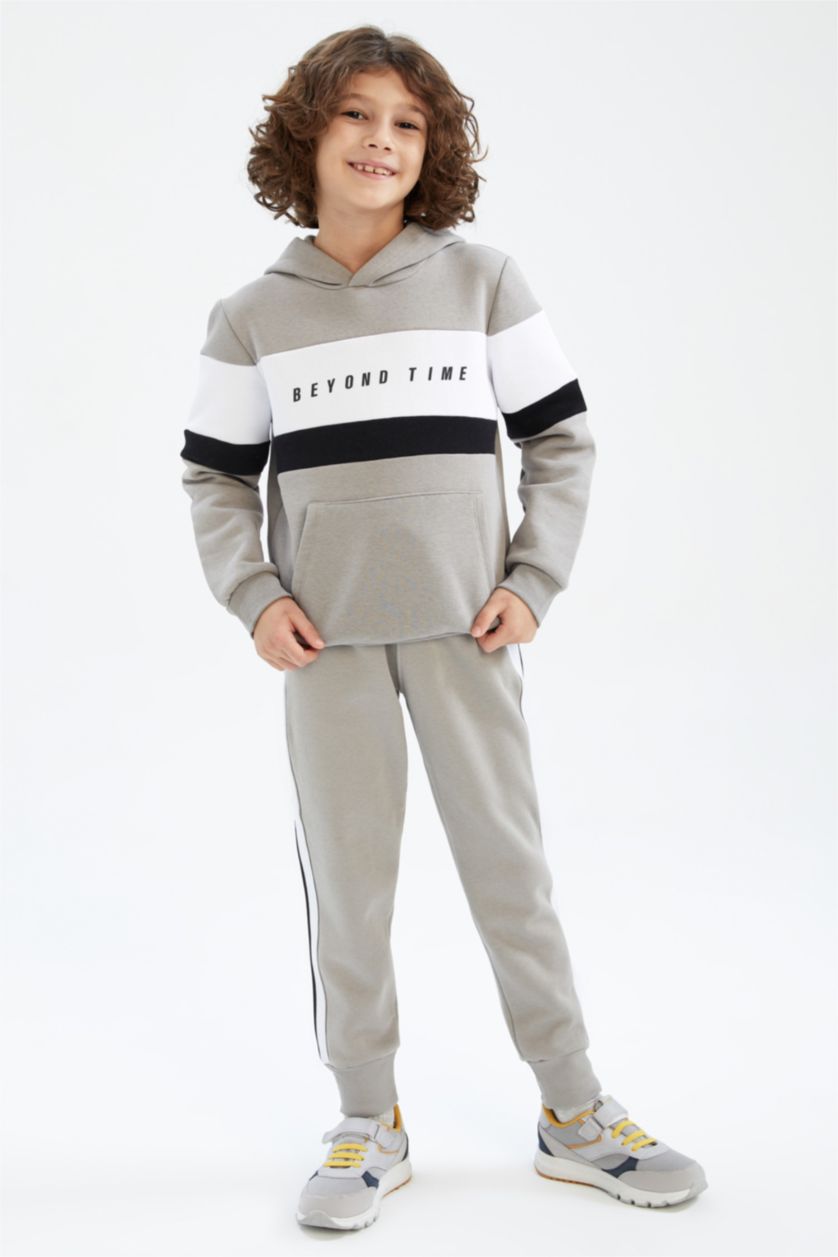 GARÇONS Gris Sweat À Capuche Coupe Classique