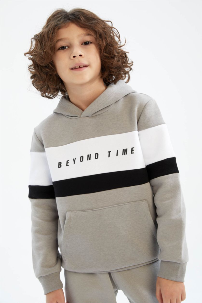 GARÇONS Gris Sweat À Capuche Coupe Classique