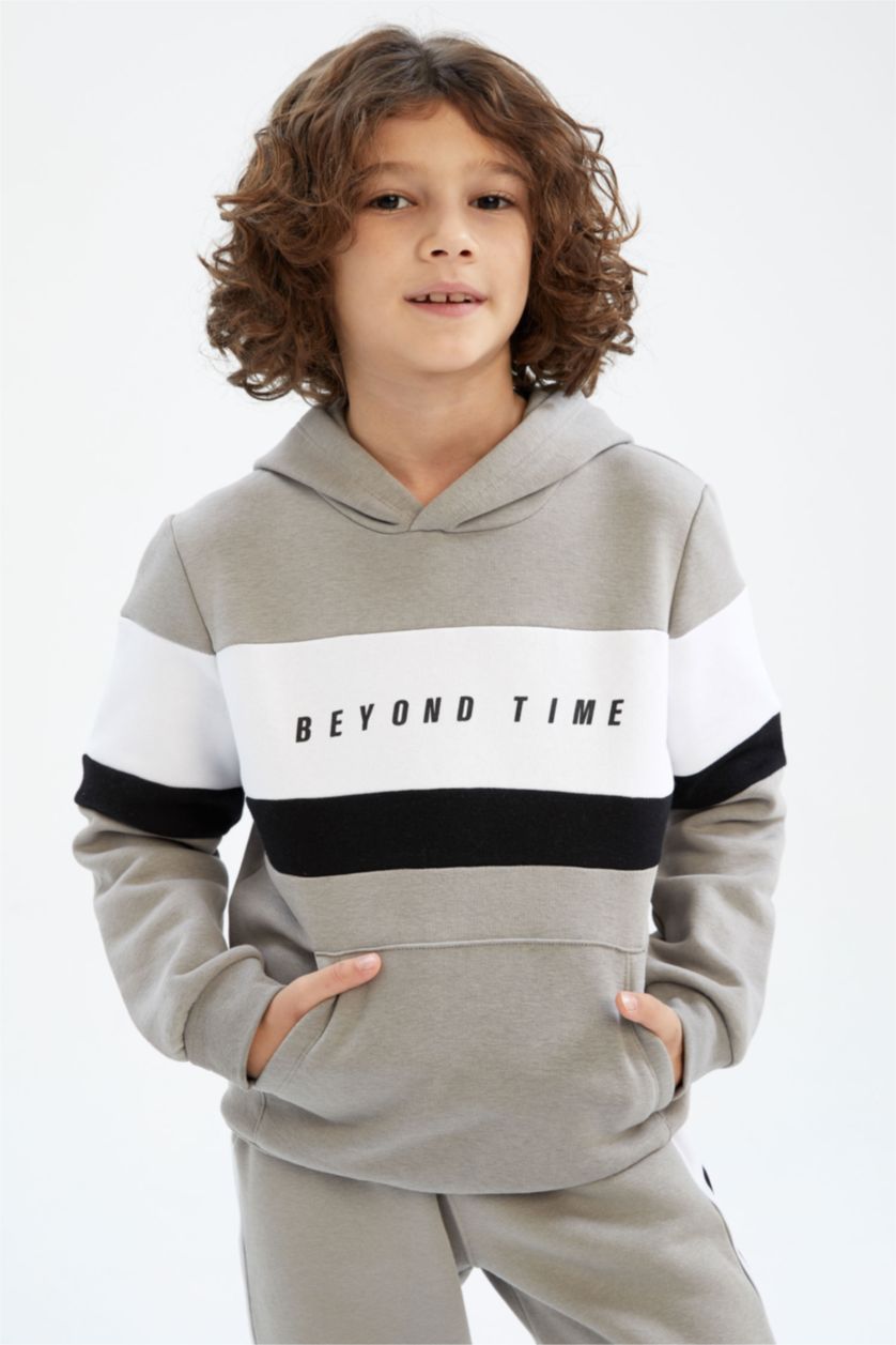 GARÇONS Gris Sweat À Capuche Coupe Classique